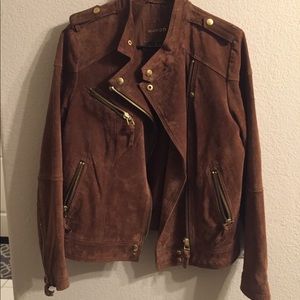 MANGO 100% Real Suede Motto Jacket